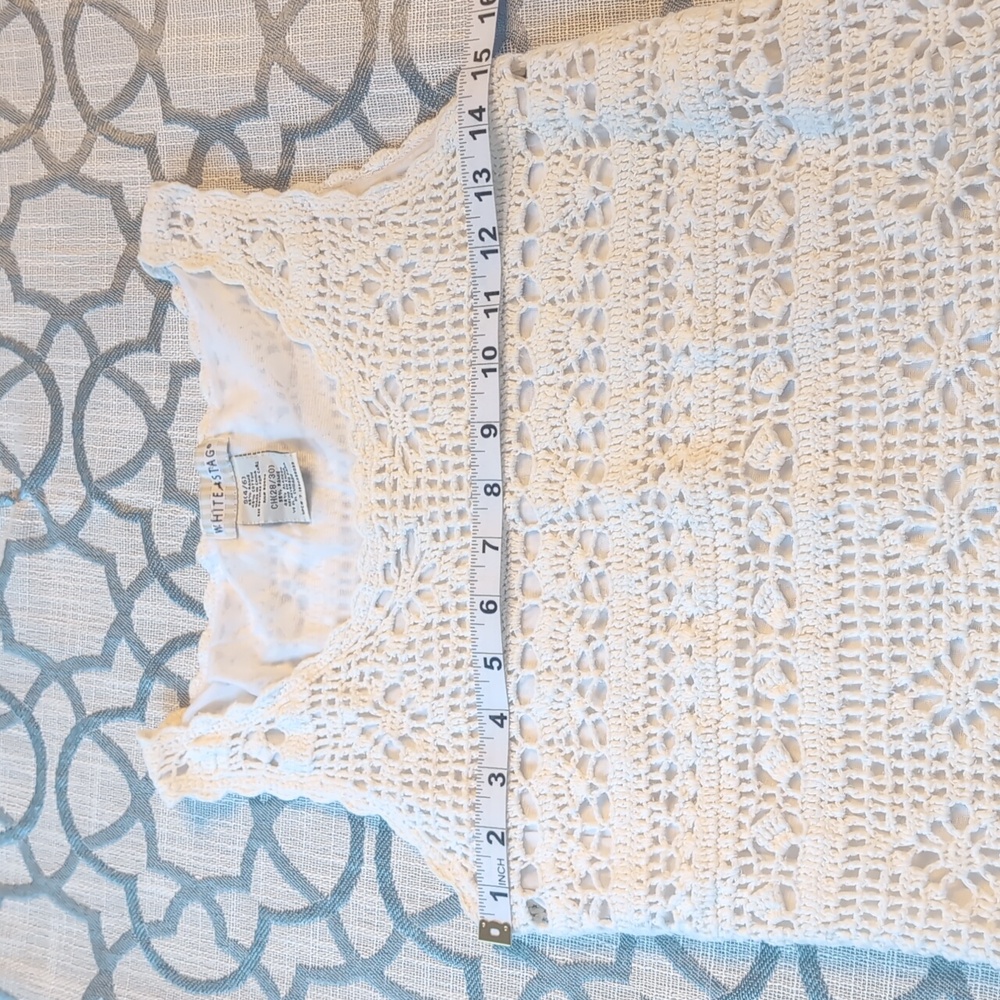 Vintage Women's, Size 4/6, White Stag, White Crochet Thick Strap Tank Top - Picture 3 of 5
